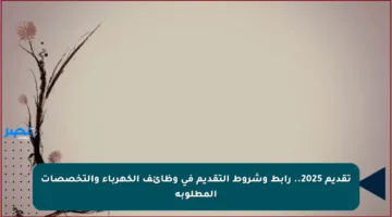 تقديم 2025.. رابط وشروط التقديم في وظائف الكهرباء والتخصصات المطلوبة